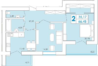 2-комнатная 66.48 м² в ЖК Срібні озера комфорт от 11 000 грн/м², Хмельницкий