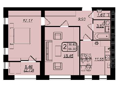 2-комнатная 65.32 м² в ЖК Golden House от 29 200 грн/м², Винница