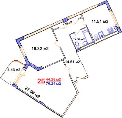 2-комнатная 76.24 м² в ЖК Комфорт от 14 000 грн/м², Винница