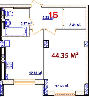 1-комнатная 44.35 м² в ЖК Комфорт от 14 000 грн/м², Винница