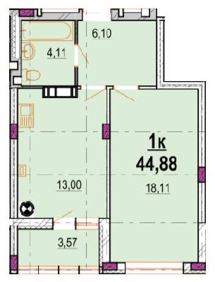1-комнатная 44.88 м² в ЖК Родинний маєток от 24 000 грн/м², Винница