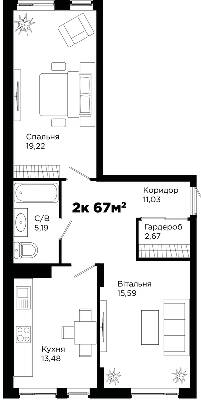 2-комнатная 67 м² в ЖК Chocolate от 15 500 грн/м², Ивано-Франковск