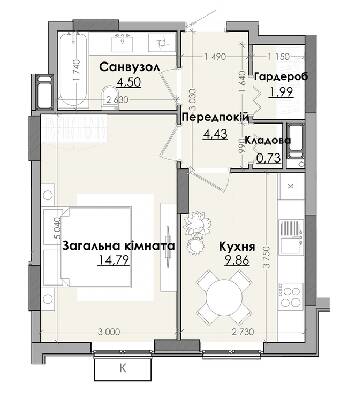 1-кімнатна 36.3 м² в ЖК Millennium від 14 500 грн/м², м. Любомль
