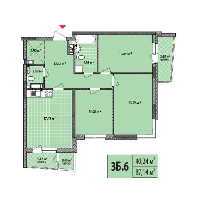 3-кімнатна 87 м² в ЖК Сирецькі сади від 31 394 грн/м², Київ