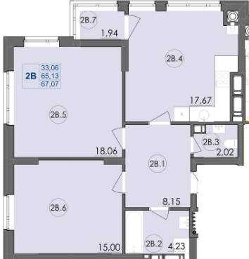 2-комнатная 67.07 м² в ЖК Panorama от 16 000 грн/м², Луцк