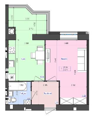 1-комнатная 43.77 м² в ЖК Атлант от 14 300 грн/м², Луцк