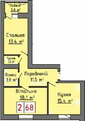 2-комнатная 68 м² в ЖК Оберег от 17 000 грн/м², Луцк