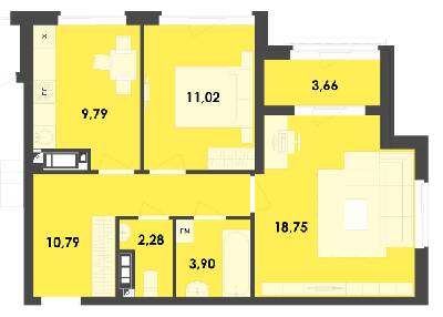 2-кімнатна 60.19 м² в ЖК River City від 20 800 грн/м², Житомир