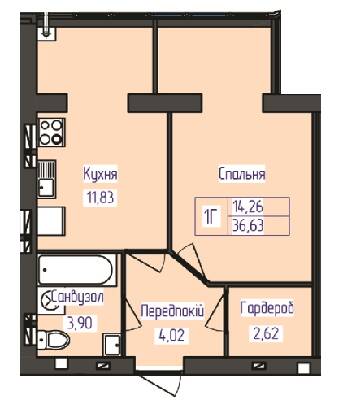 1-комнатная 36.63 м² в ЖК Польский бульвар от 14 000 грн/м², Житомир