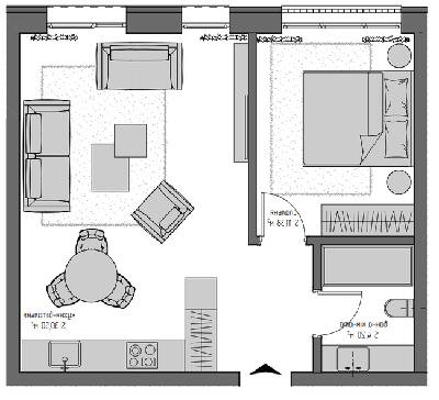 1-кімнатна 44.7 м² в ЖК Квадрат від 24 600 грн/м², с. Минай