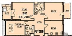 3-комнатная 100.28 м² в ЖК Бородино от 21 900 грн/м², Запорожье