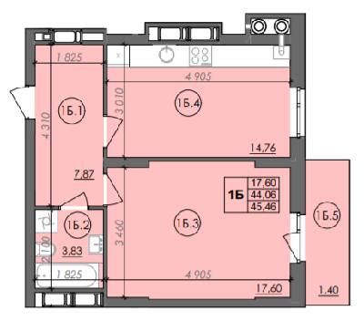 1-комнатная 45.46 м² в ЖК Panorama от 18 000 грн/м², Луцк