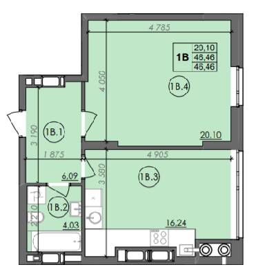 1-комнатная 46.46 м² в ЖК Panorama от 20 500 грн/м², Луцк