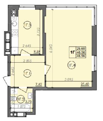 1-комнатная 46.56 м² в ЖК Panorama от 19 500 грн/м², Луцк