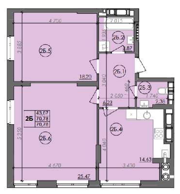 2-комнатная 70.78 м² в ЖК Panorama от 21 000 грн/м², Луцк