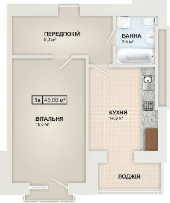 1-комнатная 45 м² в ЖК Містечко Козацьке от 13 800 грн/м², Ивано-Франковск