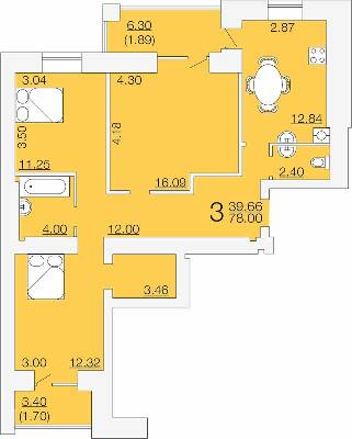 3-комнатная 78 м² в ЖК Апельсин от 19 200 грн/м², Николаев