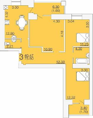 3-кімнатна 75.8 м² в ЖК Апельсин від 19 200 грн/м², Миколаїв