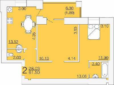 2-комнатная 61.5 м² в ЖК Апельсин от 19 200 грн/м², Николаев