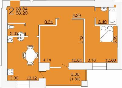 2-комнатная 63.2 м² в ЖК Апельсин от 19 200 грн/м², Николаев