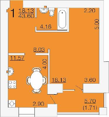1-комнатная 43.6 м² в ЖК Апельсин от 19 200 грн/м², Николаев
