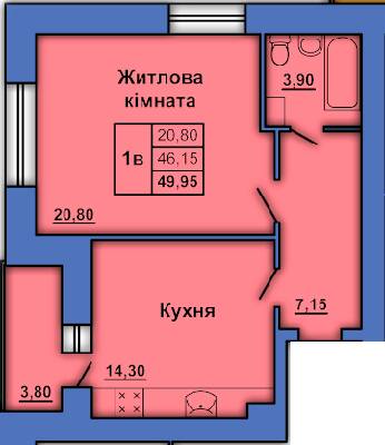 1-кімнатна 49.95 м² в ЖК на вул. Степового Фронту, 20 від 17 500 грн/м², Полтава