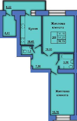 2-комнатная 70.75 м² в ЖК на ул. Степного Фронта, 20 от 24 000 грн/м², Полтава