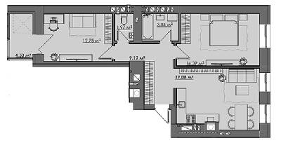 2-кімнатна 67.65 м² в ЖК CENTRAL CITY Apartments від 25 850 грн/м², Рівне