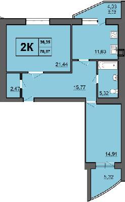 2-комнатная 78.87 м² в ЖК Europa Haus от 21 550 грн/м², Ровно