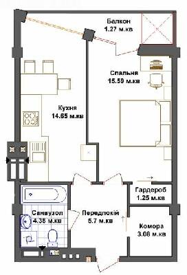 1-комнатная 45.92 м² в ЖК Щастя от 15 400 грн/м², Тернополь