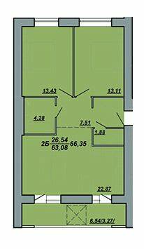 2-кімнатна 66.14 м² в ЖК Рідний Дім від 11 800 грн/м², Тернопіль