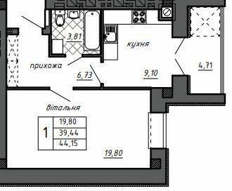 1-кімнатна 44.15 м² в ЖК Оград від 14 000 грн/м², Тернопіль
