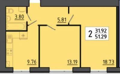 2-кімнатна 51.29 м² в ЖК Квартал Енергія від 16 950 грн/м², Тернопіль