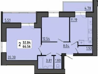 2-кімнатна 66.56 м² в ЖК Квартал Енергія від 16 950 грн/м², Тернопіль