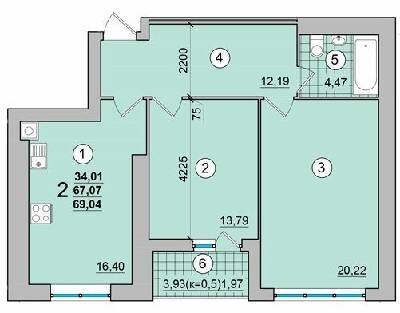 2-кімнатна 69.04 м² в ЖК на Масанах від 11 900 грн/м², Чернігів