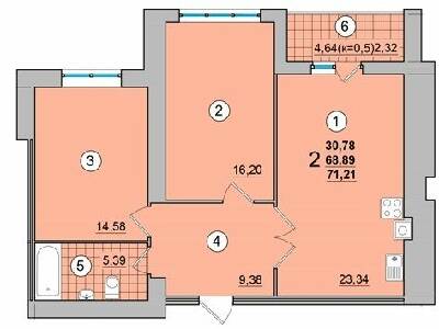 2-кімнатна 71.21 м² в ЖК на Масанах від 11 900 грн/м², Чернігів