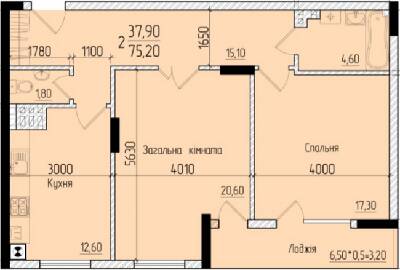 2-кімнатна 75.2 м² в ЖК Comfort Hall від 18 500 грн/м², Чернівці