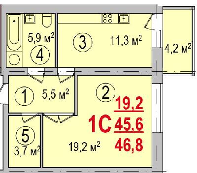 1-кімнатна 46.8 м² в ЖК Парк Стоун від 13 500 грн/м², Херсон