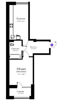1-комнатная 43.69 м² в ЖК Радужный от 17 000 грн/м², Херсон