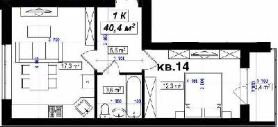 1-комнатная 40.4 м² в ЖК Амстердам от 16 350 грн/м², с. Белогородка