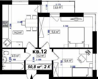 2-кімнатна 50.8 м² в ЖК Амстердам від 15 350 грн/м², с. Білогородка