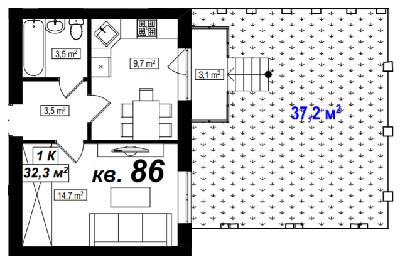 1-комнатная 32.3 м² в ЖК Амстердам от 16 300 грн/м², с. Белогородка