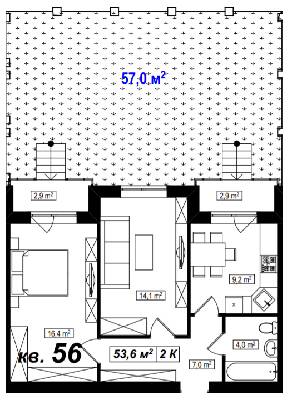 2-комнатная 53.6 м² в ЖК Амстердам от 15 800 грн/м², с. Белогородка