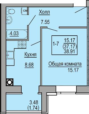 1-комнатная 38.91 м² в ЖК Софиевская сфера от 30 500 грн/м², с. Софиевская Борщаговка