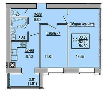 2-кімнатна 54.39 м² в ЖК Софіївська сфера від 30 500 грн/м², с. Софіївська Борщагівка