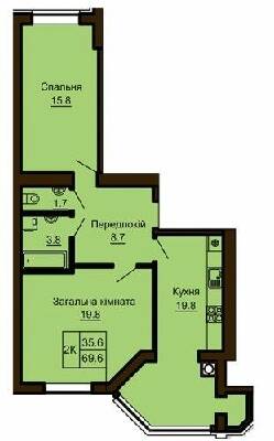 2-комнатная 69.6 м² в ЖК София Сити от 33 000 грн/м², с. Софиевская Борщаговка