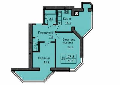 2-кімнатна 59.9 м² в ЖК Софія Сіті від 33 000 грн/м², с. Софіївська Борщагівка