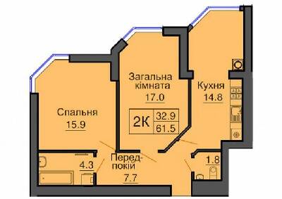2-кімнатна 61.5 м² в ЖК Софія Сіті від 22 500 грн/м², с. Софіївська Борщагівка