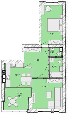2-комнатная 65.38 м² в ЖК Найкращий квартал от 27 400 грн/м², г. Ирпень