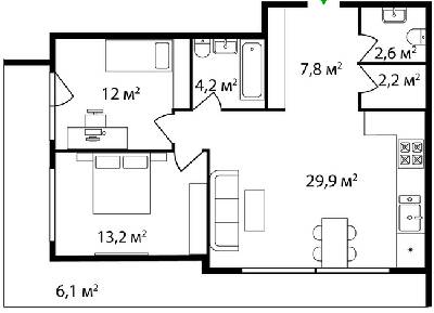 2-кімнатна 78 м² в ЖК Grand Hills від 22 500 грн/м², Ужгород